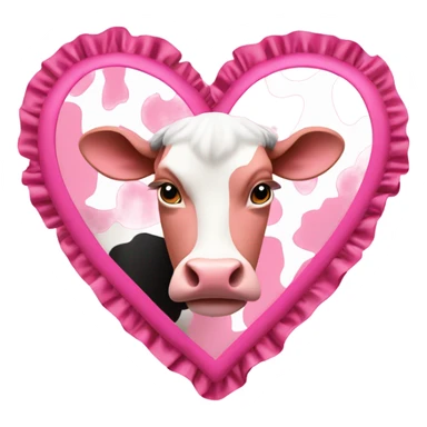 Cow print heart with pink ruffles sticker