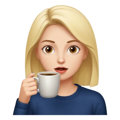 Woman drinking coffee and The edges of the eyes are wide open in the morning  sticker