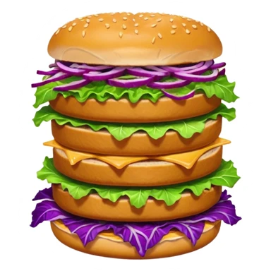 Spicy stacked chicken sandwich — two thick golden toast slices, a crispy breaded chicken fillet, green lettuce, and purple cabbage slaw, with glossy dark sauce dripping down the sides. sticker