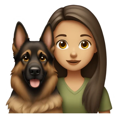 girl with long brown hair holding a german shepherd  sticker