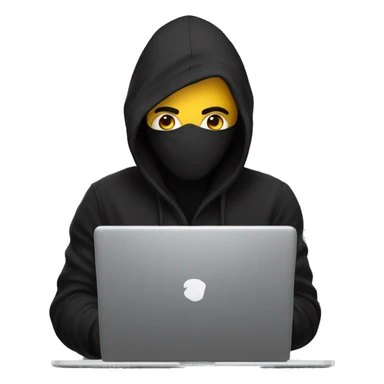 coder looking hacker with black hoodie and laptop in front sticker