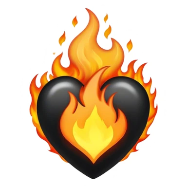 black heart in flame sticker