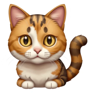 full body anxious looking colourful light calico tabby cat with hazel eyes and patchy brown tabby sections of fur sticker