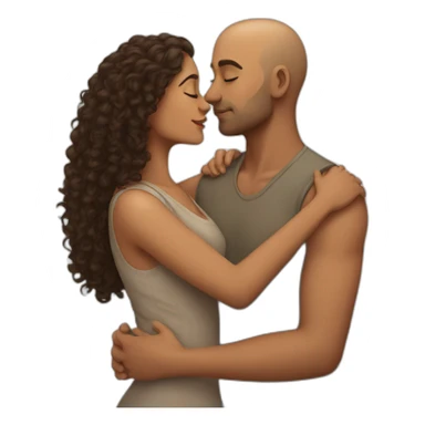 A indian race man with shaved head kissing a indian woman with curly hair short, Who embrace each other tenderly sticker