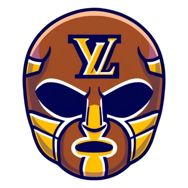 designer Louis Vuitton luchador mask with the iconic LV monogram pattern and damier print sticker