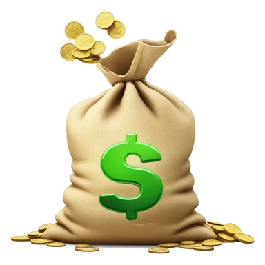 coins flowing out of money bag, no logo on sack sticker