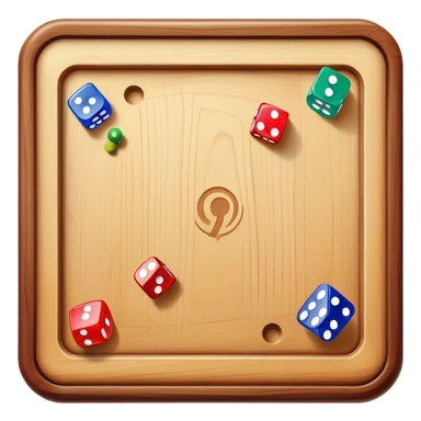 A photorealistic icon featuring a wooden board with a variety of game pieces, dice, a spinning top, and a set of colorful tokens. The design includes a rich, detailed texture of the board and game pieces, capturing the fun and strategy of different tabletop games. Transparent background. sticker