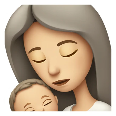 European sad mother with newborn sticker