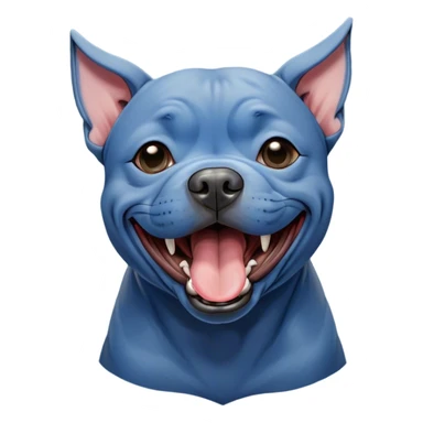 Cinematic Cute Yawning Blue Staffordshire Bull Terrier Portrait Emoji, Head tilted slightly with a dramatic, wide-open yawn, showcasing a smooth blue Fur with a refined texture, floppy ears slightly drooping, round dark eyes barely open in drowsy contentment, Simplified yet irresistibly adorable features, highly detailed, glowing with a soft, cozy glow, high shine, relaxed yet expressive, stylized with a touch of whimsy, bright and endearing, soft glowing outline, capturing the essence of a sleepy yet affectionate guardian, so drowsy it feels like it could stretch right out of the screen and curl up for a nap! sticker