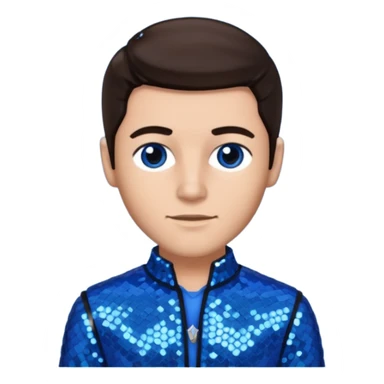 Joseph, father of Jesus from The Bible with dark brown hair, blue sequin outfit sticker