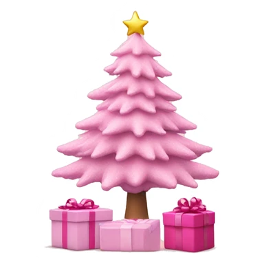 Pastel pink Christmas tree with pink gift sticker