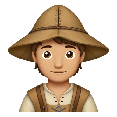 Medieval male peasant hat with rough stitching sticker