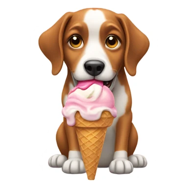 Dog eating an ice cream cone  sticker