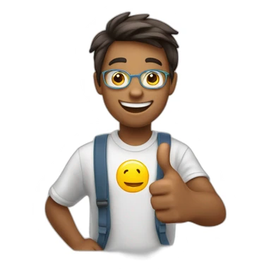 a cheerful student giving a thumbs up to an progress chart sticker