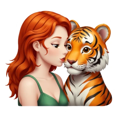 redhead girl kissing tiger sticker