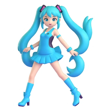Hatsune Miku with teal twin tails sticker