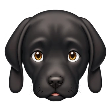 Black lab with a sad face sticker