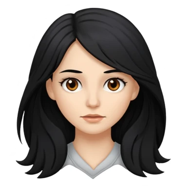 white woman with choppy long black hair and brown eyes sticker