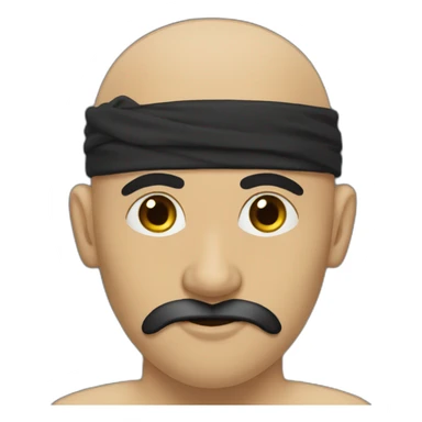 egyptian bald guy with black moustache and a beard sticker
