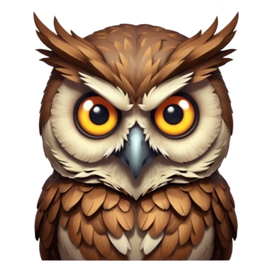 zombie owl portrait, head and shoulders only, ragged feathers, glowing eerie eyes, haunted night creature vibe, 3D cartoon, mobile game icon style, clean background, no text, no watermark
 sticker