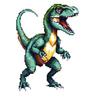 A fierce velociraptor dinosaur with sharp teeth and claws sticker