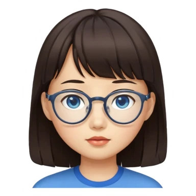 Asian girl with bangs and glasses with brunette blue eyed boy sticker