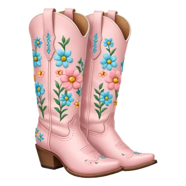 Pastel Pink cowgirl boots with pastel flowers sticker