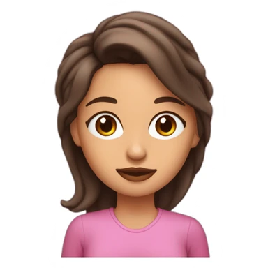 crea un emoji de una mujer con pelo rosa,ojos cafe y orejas de gato negras saludando sticker
