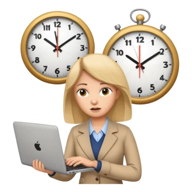 I like the 4th image. Now, make the same woman leave work with her laptop in hand. Add a clock behind her on the wall .  sticker
