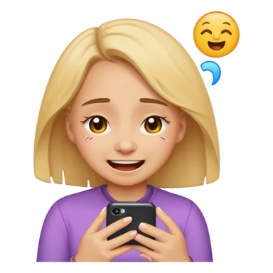 Girl crying laughing at a funny video on her phone. More emoji style. Less realistic sticker