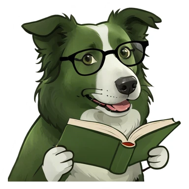 Border Collie Reading a Book with Glases  sticker