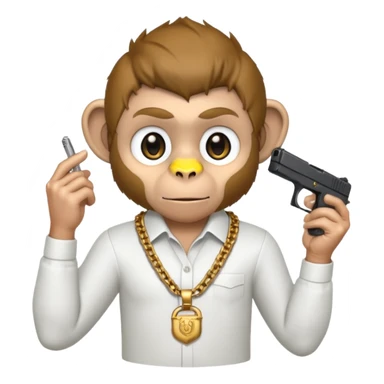 Monkey with golden Chain and white shirt carrying a Glock 19 sticker
