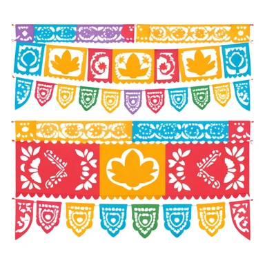 colorful papel picado Mexican banner decoration sticker