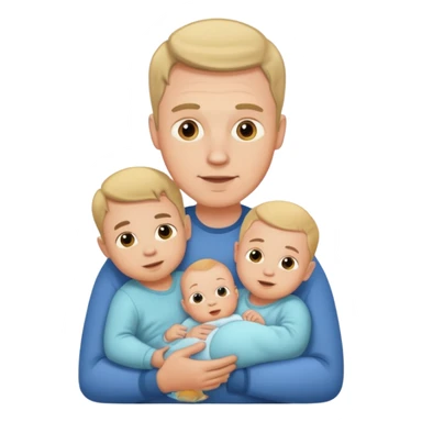 white man with three babies sticker