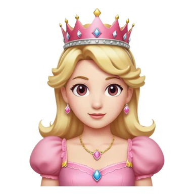 Princess Peach from Mario games with blonde hair, pink dress, crown sticker