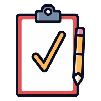 clipboard with checkmark, job finished, completed task sticker