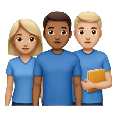 CREA UN EMOJI DE 7 PERSONAS HOMBRES Y MUJERES, CON CAMISA AZUL SOLO 7 SIETE PERSONAS sticker