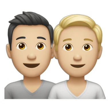 a gay couple of an asian and a german guy sticker