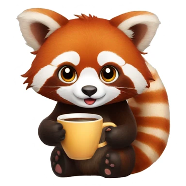 Red panda holding a cup of coffee  sticker