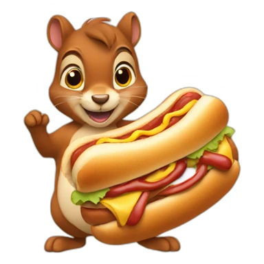 Squirrel with a hot dog sticker