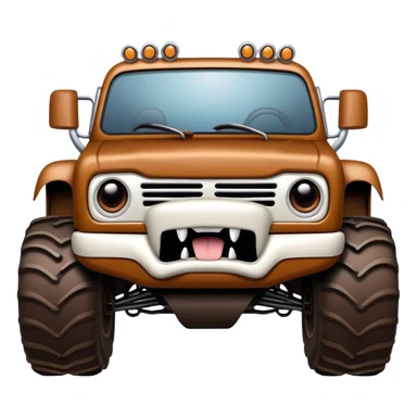 Monster Mutt - Monster Jam (Model Year: 2021) (Iconic colour: Brown with dog features) - A unique monster truck with playful, dog-inspired design cues. The vehicle is painted in warm brown tones and features subtle dog motifs (such as a stylized snout or ear shapes). It should blend the rugged power of a monster truck with quirky, endearing canine features. sticker