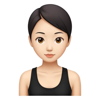 balding asian woman in black tanktop sticker