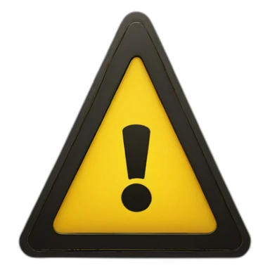 a yellow warning sign in a triangle form with an exclamation point sticker