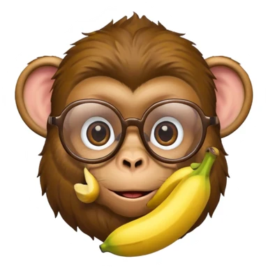 monkey with banana and wearing glasses sticker