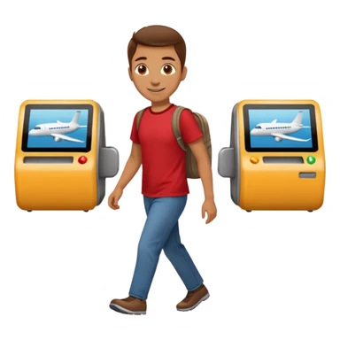 Tourist Character in Red Shirt Moving with purpose through the terminal. sticker