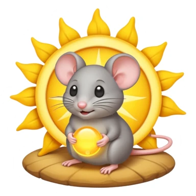 A gray mouse inside of a sun ☀️ 🐭 sticker