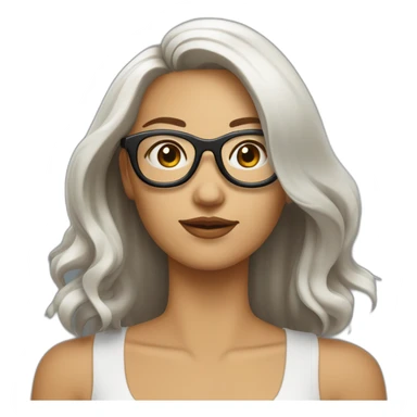 femme blanche brune avec les cheveux au carré et lisses et des lunettes sticker