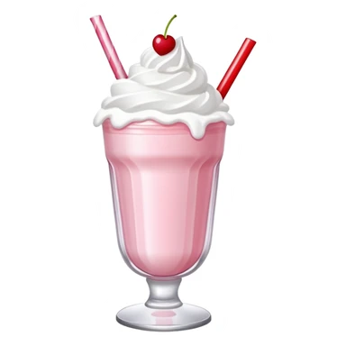 strawberry milkshake with whipped cream and cherry on top sticker