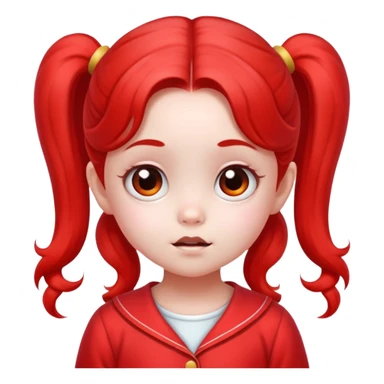 little ghost girl with two ponytails in red pajamas sticker