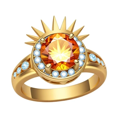 Ring with a central stone, the stone emits animated rays sticker